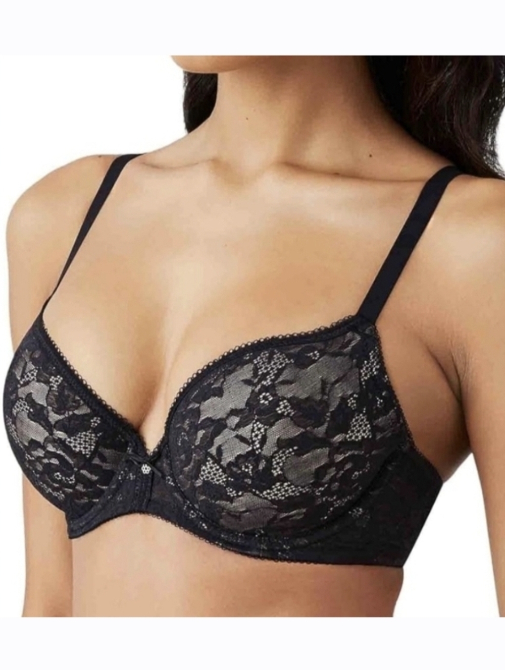 WACOAL Lace Finesse Contour Lightly Lined T-shirt Bra 38C Black